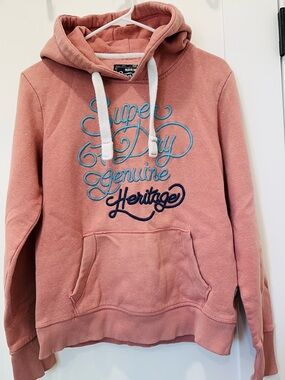 Superdry Dusty Pink Heritage Embroidered Logo Hoodie | Size M (US 8 / UK 12)